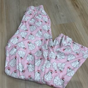 Pink Ghost Print Pajama Pants